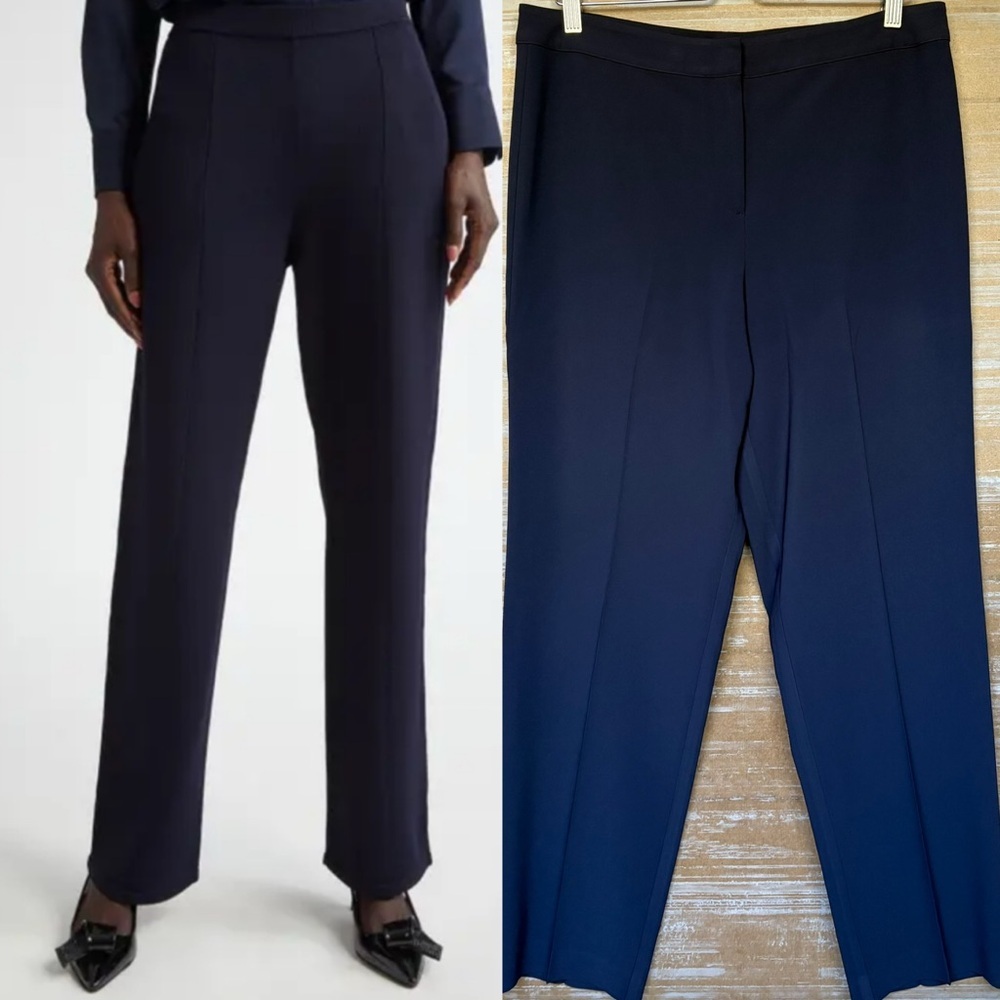 St. John Diana High Rise Trouser Pants Navy Career Classic Womens 10